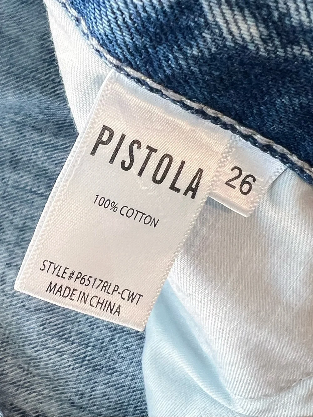 PISTOLA DENIM Bobbie High Rise Jeans In Clear Waters Sz 26/27 Runs Large Cotton